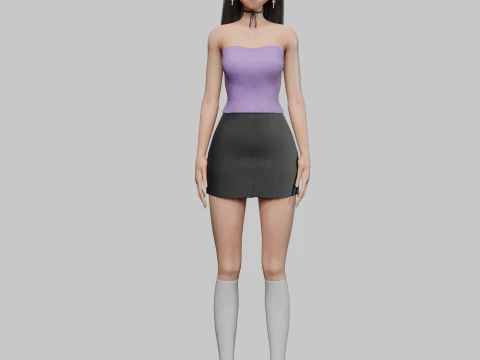 Stylized anime girl V32104 3D Model