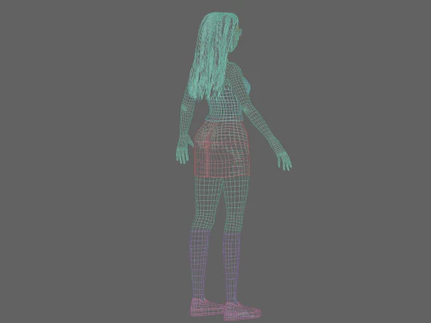 Stylized anime girl V32104 3D Model