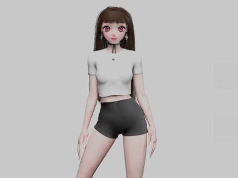 Sweet anime girl V37920 3D Model