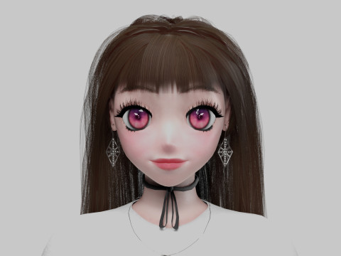 Sweet anime girl V37920 Modello 3D