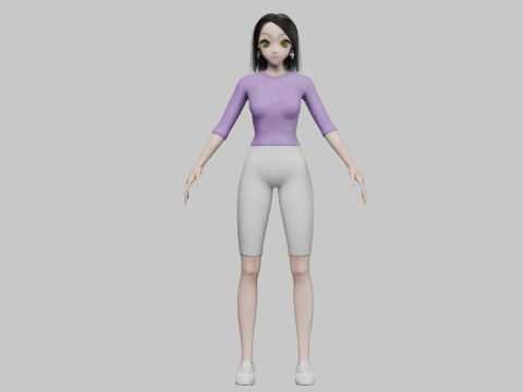 Teen anime girl V32893 3D Model