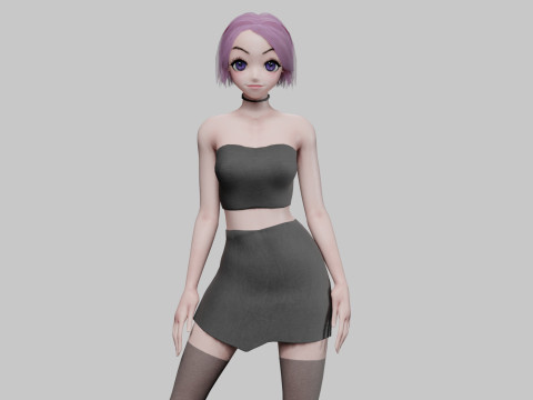 Young anime girl V27527 3D 模型