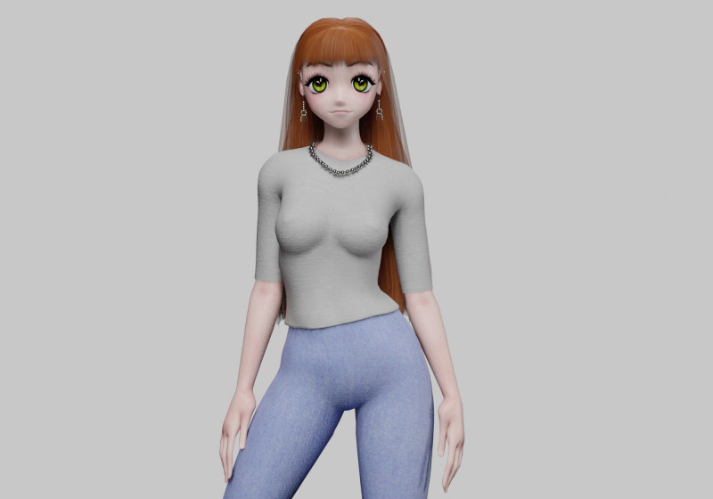 Anime Basic girl V33855 Modello 3D .c4d .max .obj .3ds .fbx .stl .blend 