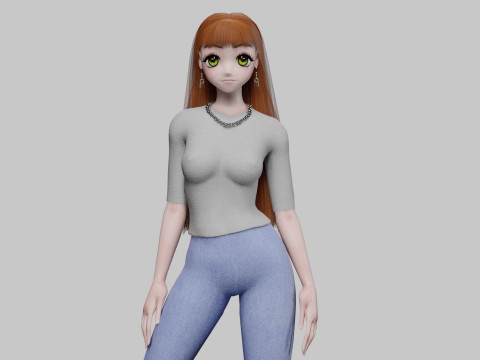 Anime Basic girl V33855 3D Model