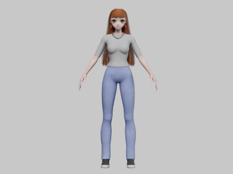 Anime Basic girl V33855 Modello 3D