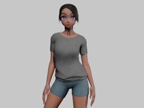 Anime Beautiful girl V22577 3D Model