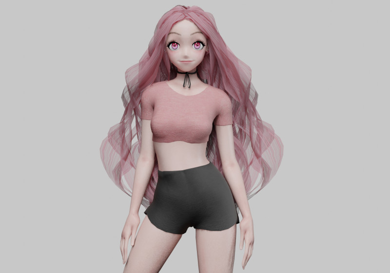 Anime Cartoon girl V41010 Modelo 3D .c4d .max .obj .3ds .fbx .stl .blend