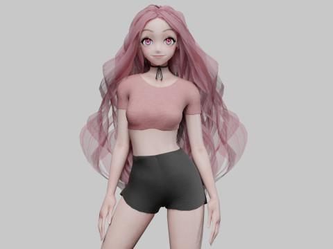 Anime Cartoon girl V41010 3D Model