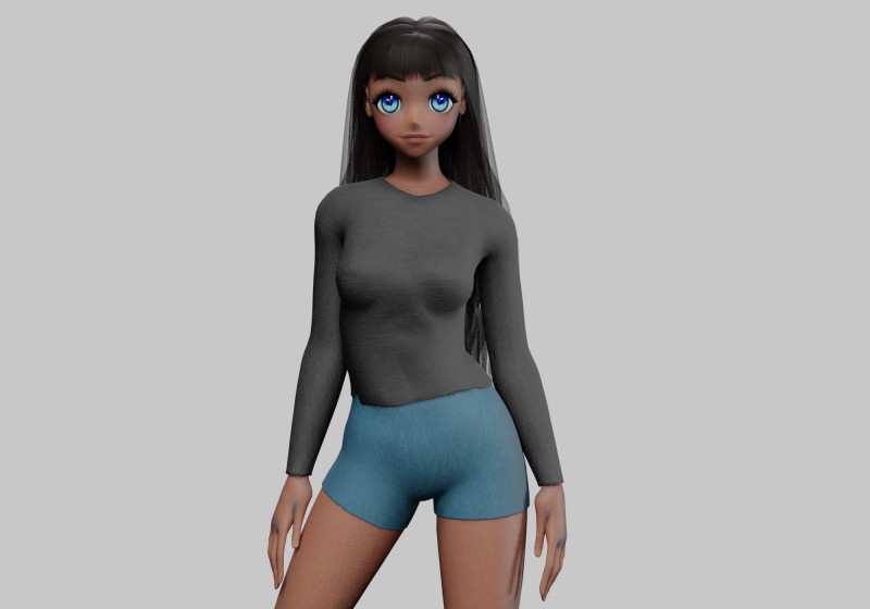Anime classic girl V32532 3D Модель .c4d .max .obj .3ds .fbx .stl .blend
