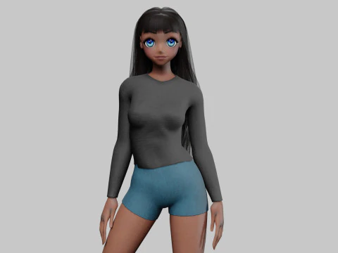 Аніме класична дівчина V32532 3D Модель