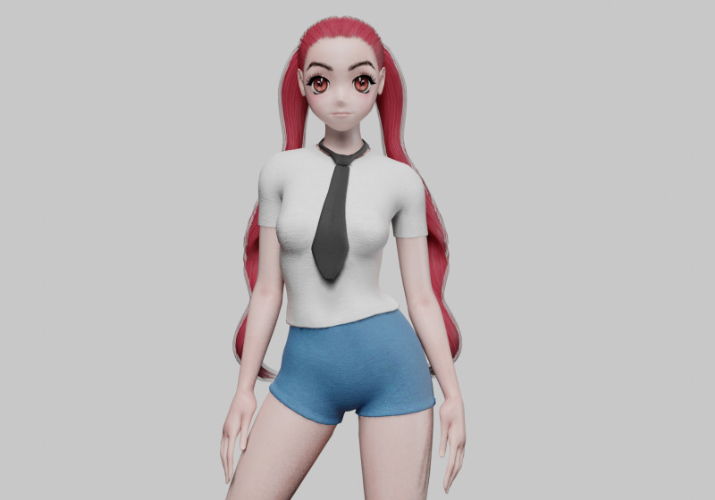 Anime cool girl V25598 Modèle 3D .c4d .max .obj .3ds .fbx .stl .blend 