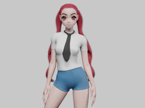 Аниме крутая девчонка V25598 3D Модель