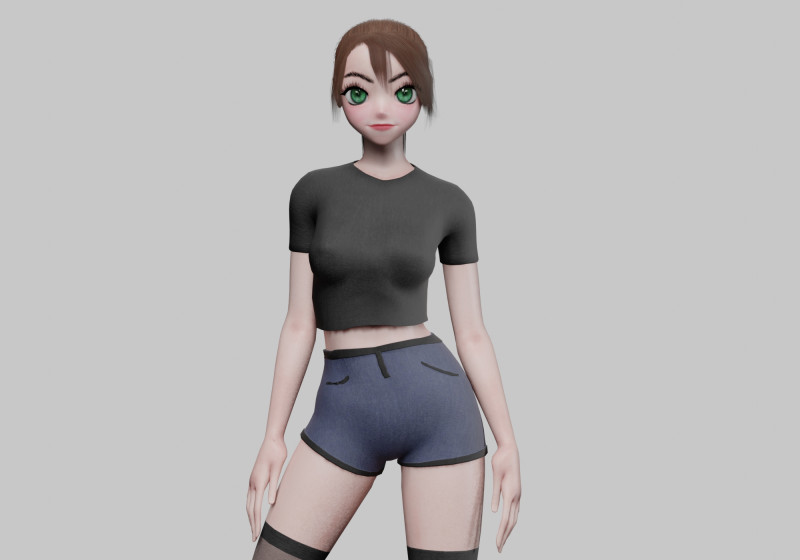 Anime cute girl V23646 3D 모델 .c4d .max .obj .3ds .fbx .stl .blend 
