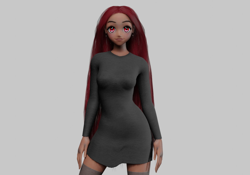 Anime Standard girl V33384 Modello 3D .c4d .max .obj .3ds .fbx .stl .blend 