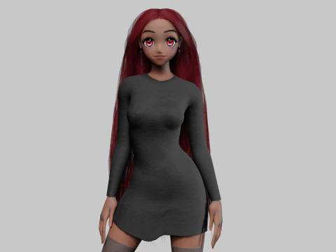 Gadis Standar Anime V33384 Model 3D