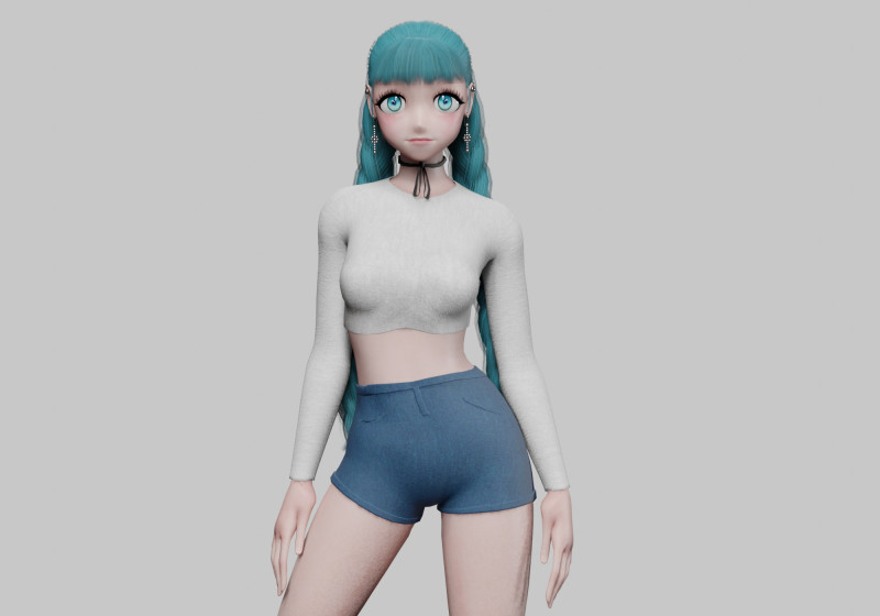 Basic anime girl V32758 Modèle 3D .c4d .max .obj .3ds .fbx .stl .blend