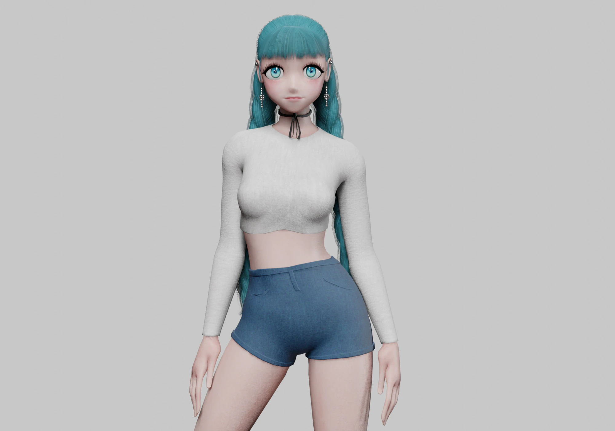 Basic anime girl V32758 3D Model .c4d .max .obj .3ds .fbx .stl .blend 
