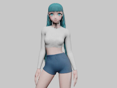 Basic anime girl V32758 3D Model