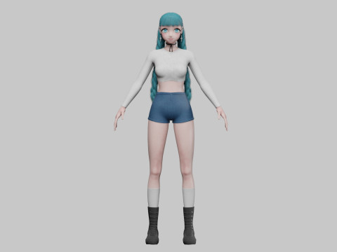 Basic anime girl V32758 Modèle 3D