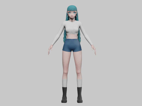 Basic anime girl V32758 3D Model