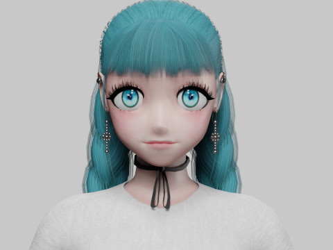 Basic anime girl V32758 Modèle 3D
