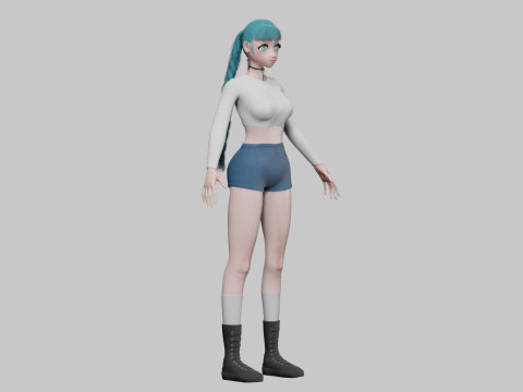 Basic anime girl V32758 Modèle 3D