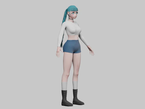 Basic anime girl V32758 3D Model