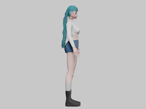 Basic anime girl V32758 Modèle 3D
