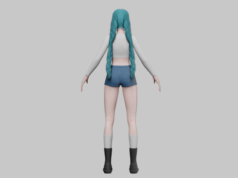 Basic anime girl V32758 Modèle 3D