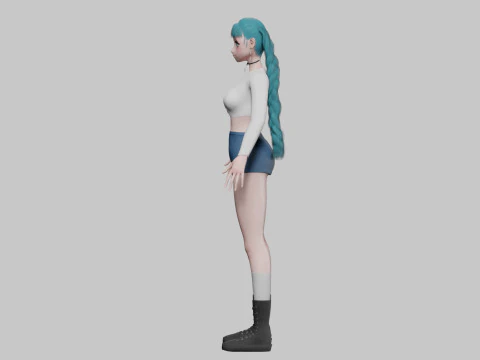 Basic anime girl V32758 3D Model