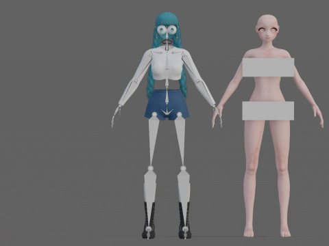 Basic anime girl V32758 Modèle 3D