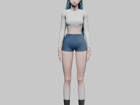 Basic anime girl V32758 Modèle 3D