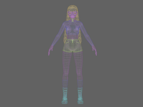Basic anime girl V32758 Modèle 3D