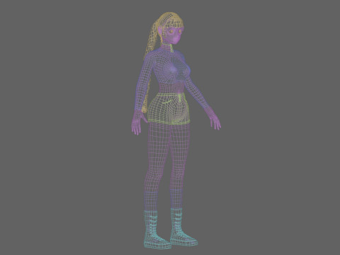 Basic anime girl V32758 Modèle 3D