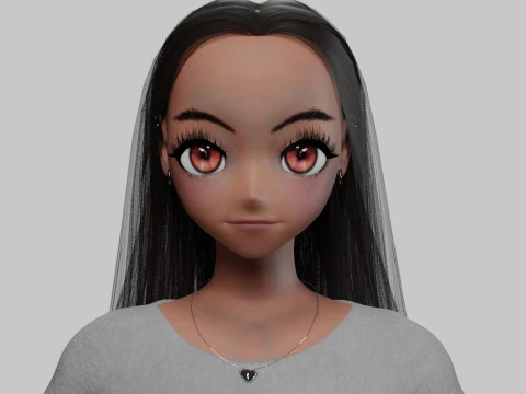 베이직 귀여운 소녀 V31075 3D 모델