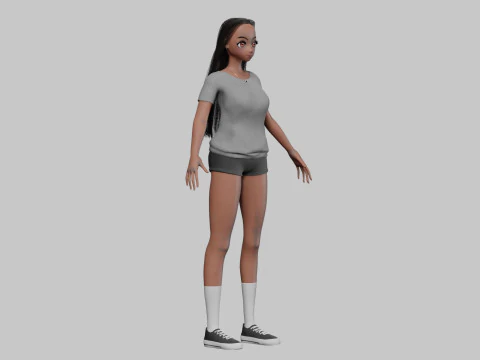 베이직 귀여운 소녀 V31075 3D 모델