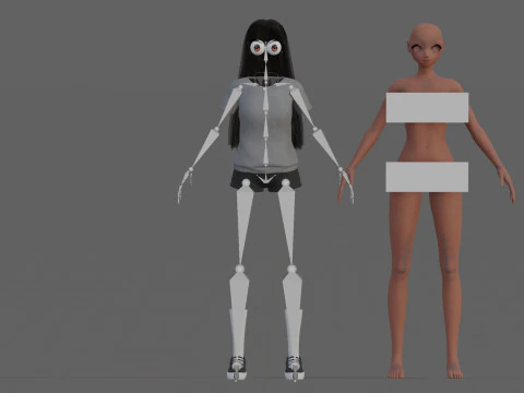 베이직 귀여운 소녀 V31075 3D 모델