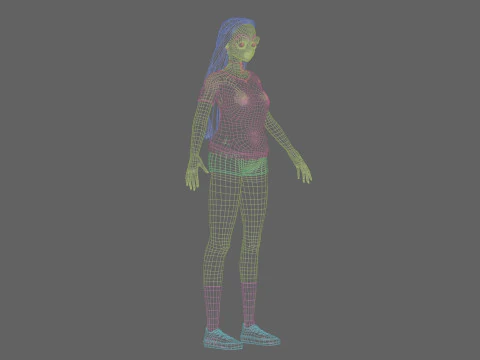 베이직 귀여운 소녀 V31075 3D 모델