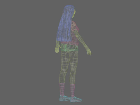 베이직 귀여운 소녀 V31075 3D 모델