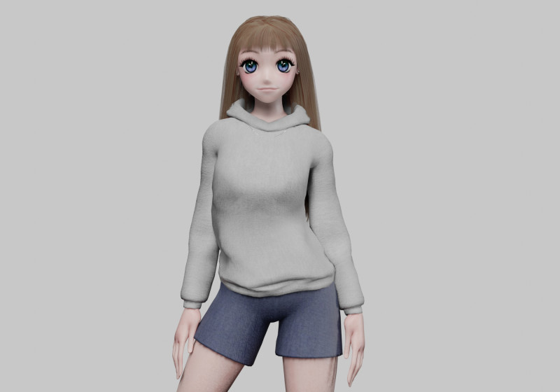 Beautiful anime girl V31221 Modelo 3D .c4d .max .obj .3ds .fbx .stl .blend 