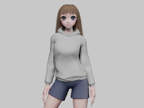 Beautiful anime girl V31221 3D 모델