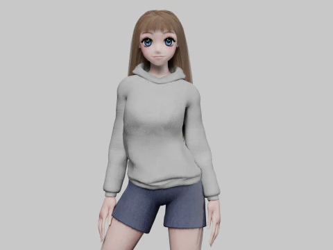 美しいアニメの女の子 V31221 3Dモデル