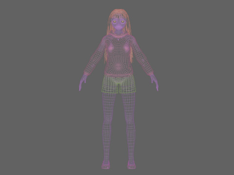 Beautiful anime girl V31221 Modelo 3D