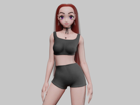 Cartoon anime girl V34603 3Dモデル
