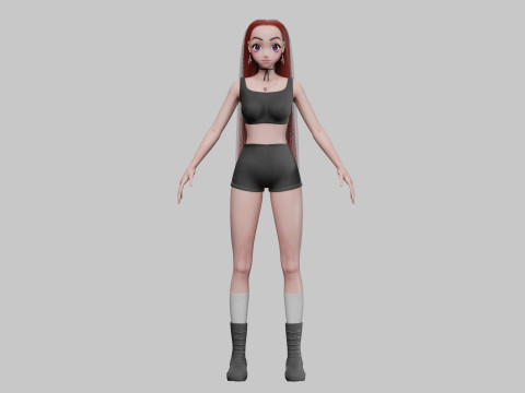 Cartoon anime girl V34603 3D Model