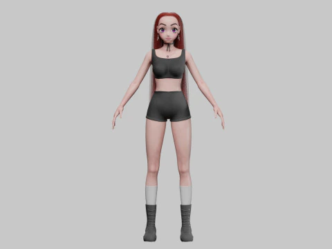 Cartoon anime girl V34603 3D Model