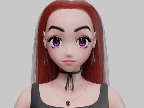 Cartoon anime girl V34603 3D Model