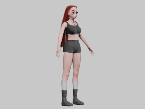 Cartoon anime girl V34603 3D Model