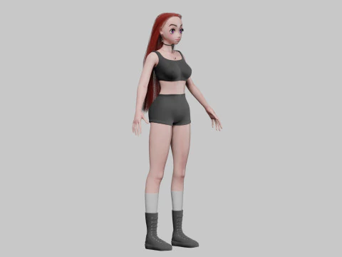 Cartoon anime girl V34603 3D Model