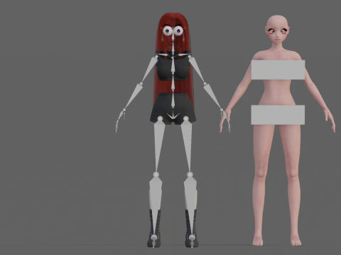 Cartoon anime girl V34603 3D Model